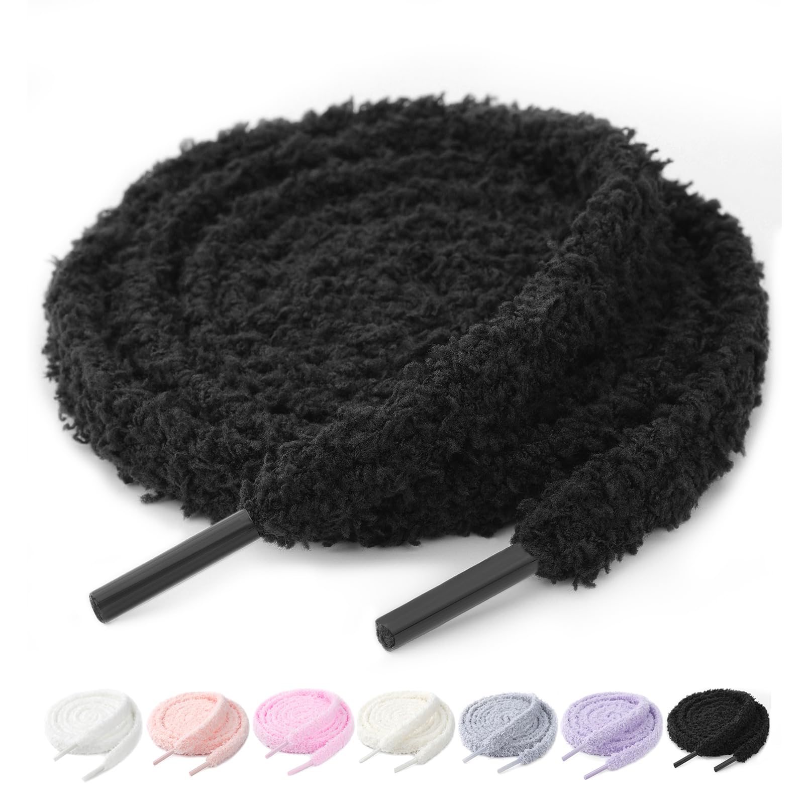 Stepace 2 Pairs Flat Fuzzy Shoe Laces for Sneakers 10mm Wide Thick Shoelaces for Casual Shoes