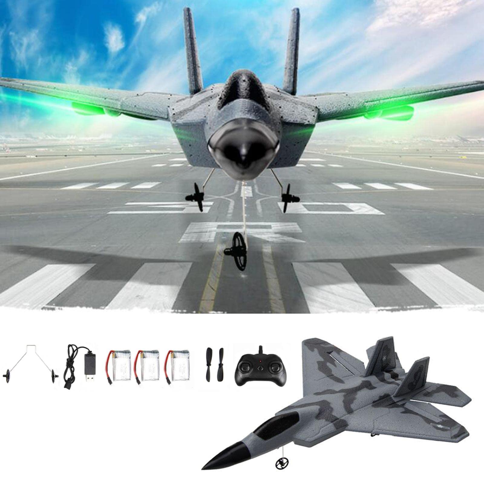 predolo 2 Piezas Avión Teledirigido RC Avión Control Remoto Juguete Fija Material Función Giroscopio Adecuado para Regalo Juegos al Aire Libre, 3 Pilas