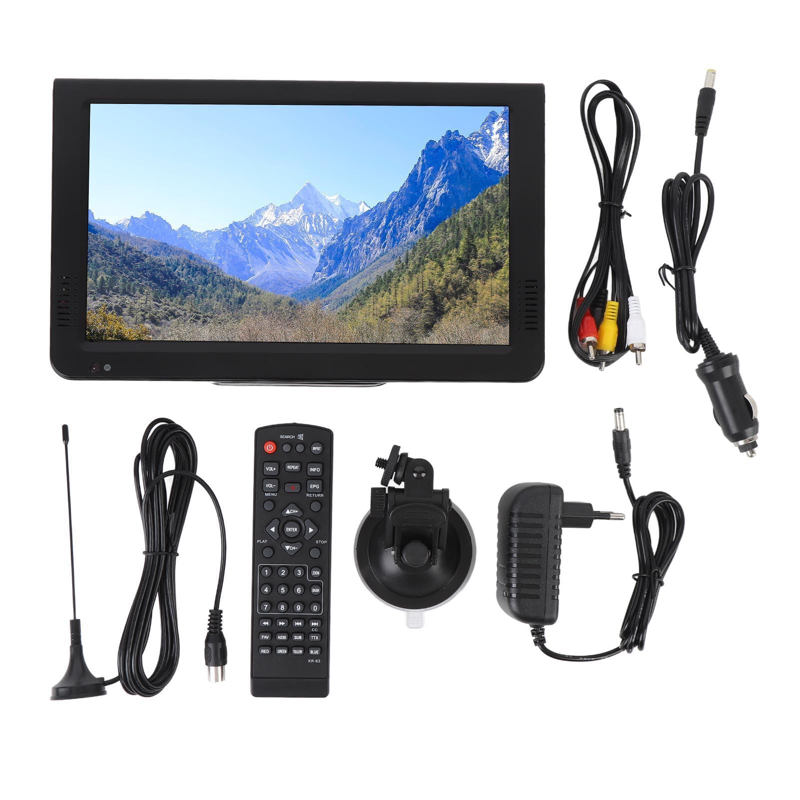 Asixxsix Téléviseur Numérique 10 Pouces, Téléviseur Portable avec Batterie 4000 MAh et Lecture Vidéo 1080P, Emplacement USB et Carte, Tuner Numérique intégré, pour Camping en Voiture de