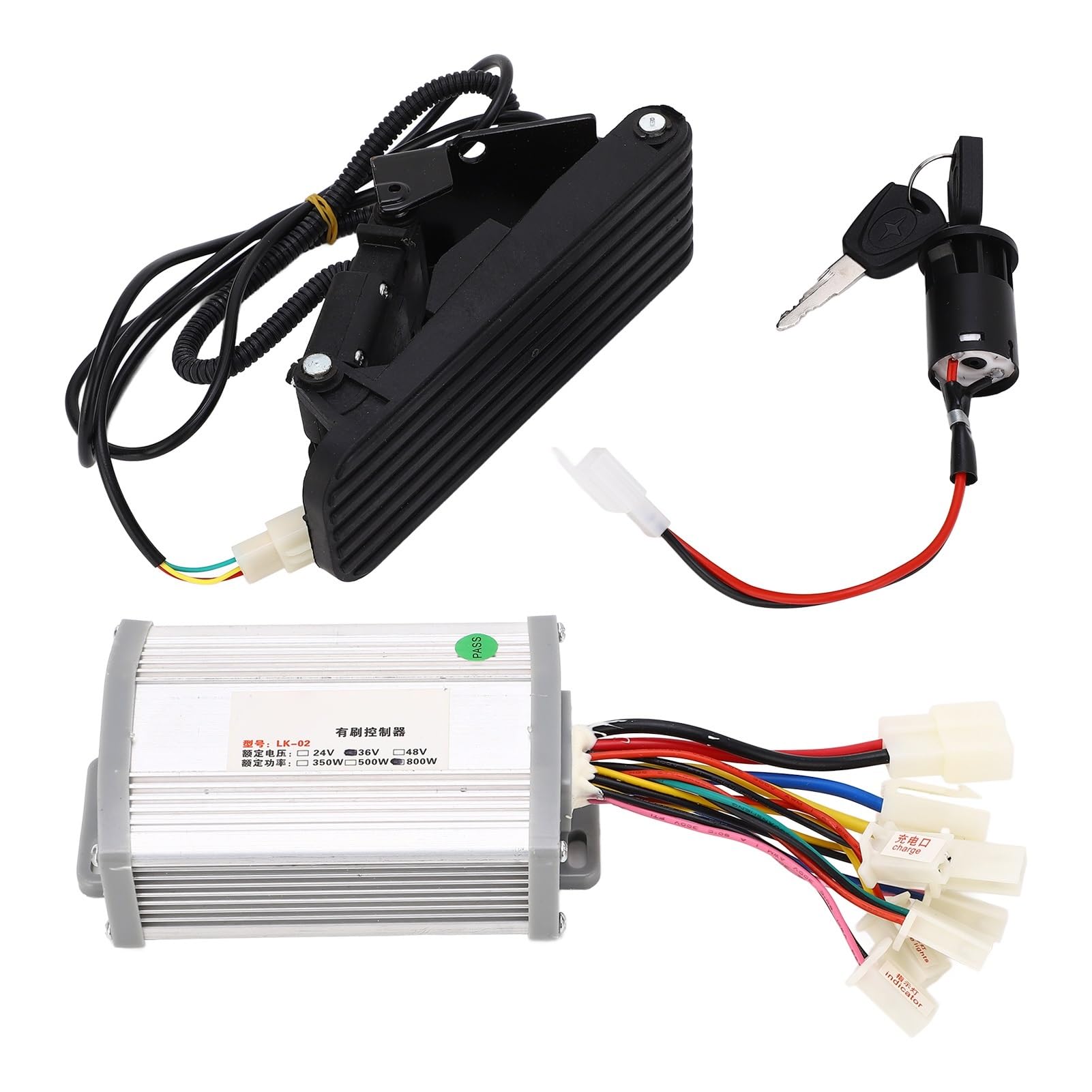 E-Bike-Controller 12V 24V 36V 48V 250W 350W 500W 800W 1000W Elektrofahrrad Brushed Speed ​​Motor Controller Set mit Gaspedal(36V 800W)