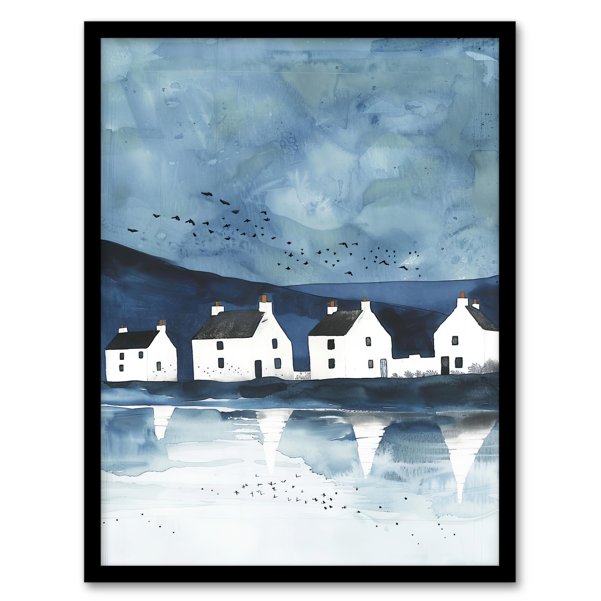 Artery8 White Fisherman Cottages Isle of Jura Scotland Bathroom Toilet Artwork Framed Wall Art Print A4