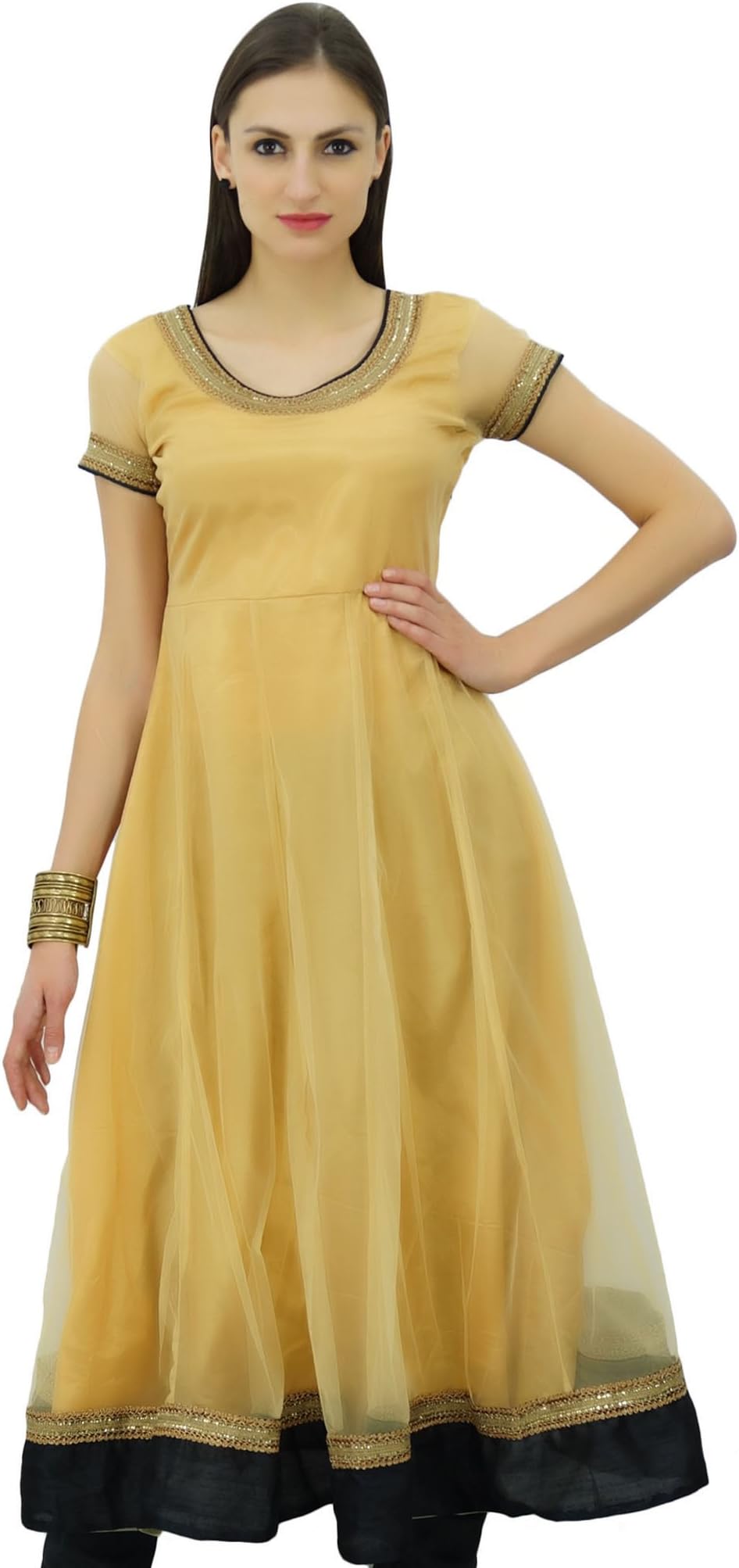 Bimba Women's Flared Net Anarkali Dress Party Wear Indian Kurti Tunic Traditional Kurta