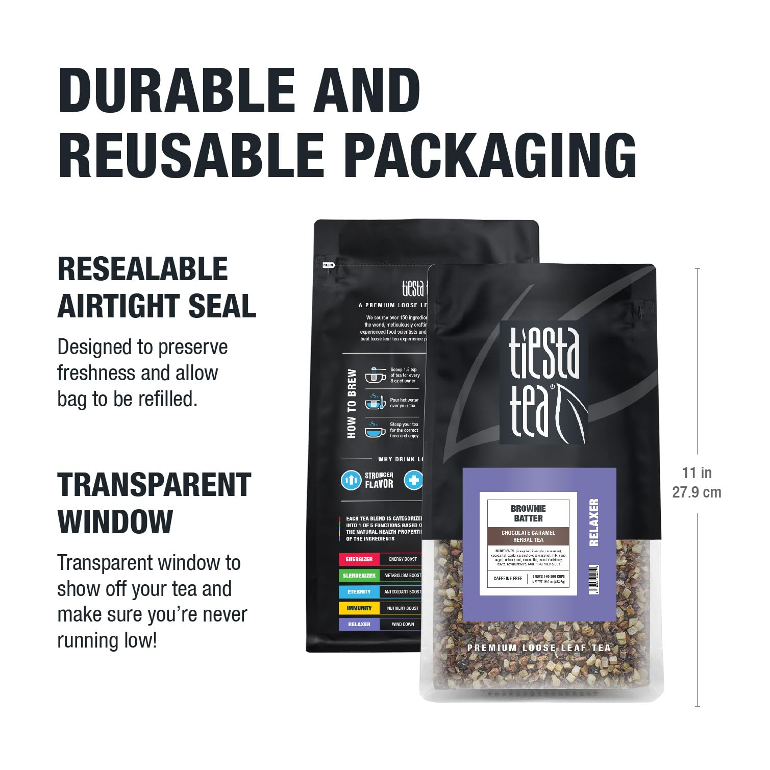 Tiesta Tea - Meyer Lemon Zest, Loose Leaf, Zesty Lemon Herbal Tea, Premium Caffeine-Free Blend, Makes Hot or Iced & Up to 25 Cups, 2oz Resealable Pouch: Tiesta Tea - Brownie Batter | Loose Leaf | Chocolate Caramel Herbal Tea | Non-Caffeinated Blend | Make Hot or Iced & Brews Up to 140-200 Cups | 16 oz Resealable Bulk Pouch