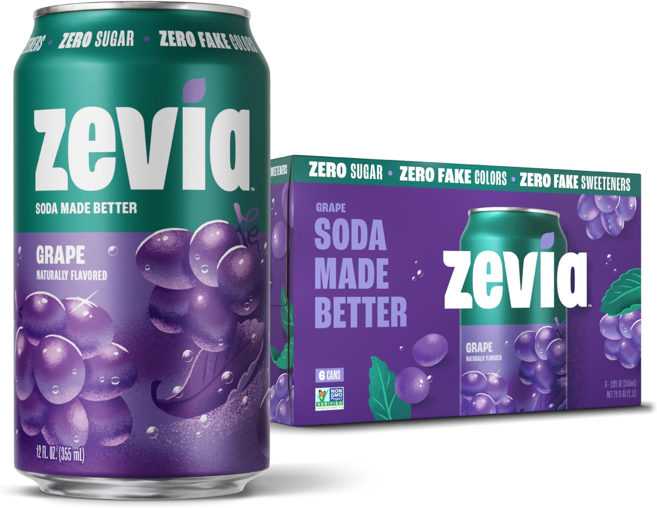 Grape Zero Calorie Soda, 12 Fl Oz Cans, 6 Pack
