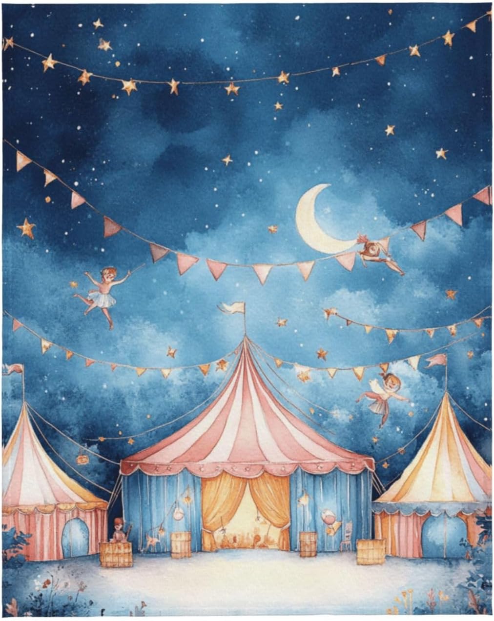 Cafemira Circus Night,Ultra-Soft Flannel Blanket,Cozy Adults Fleece Blankets,for Sofa,Bed,Camping,Office nap,Couch Knee Throws,All Season,Practical Home Decor,Anti Pilling,50x40 Inch - Image 2