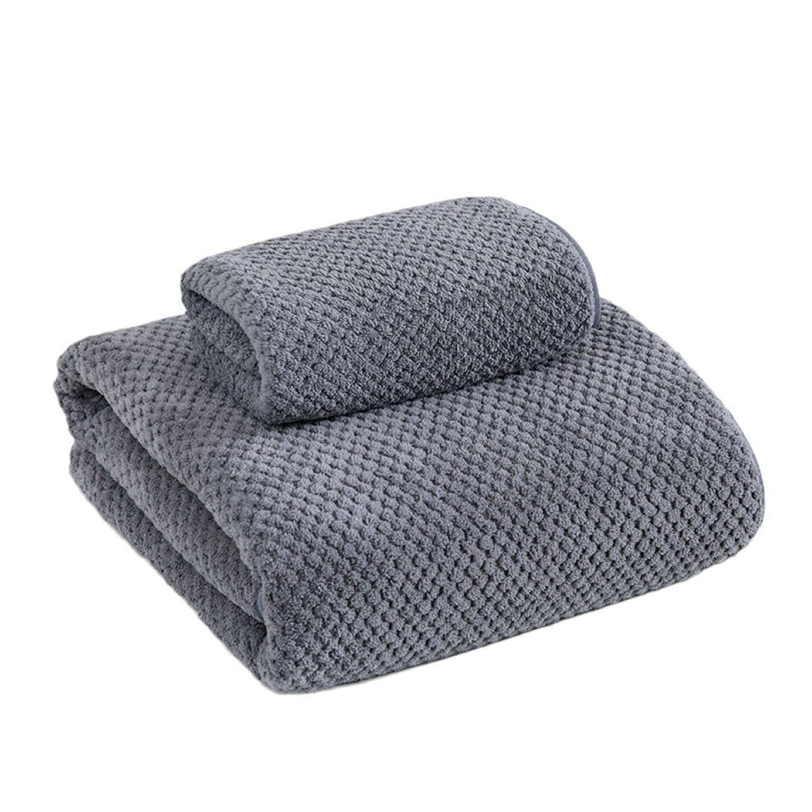 CHTKAGV Large Thickened Coral Fleece Bath Towel, Absorbent Quick Drying for Beach and Household Adult Use(Grey,75x35cm face towel)