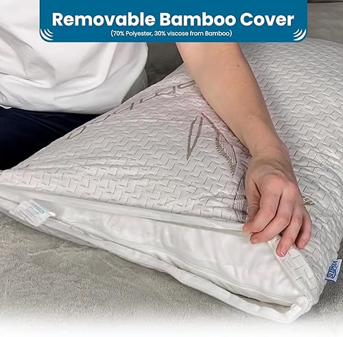 Miniatura 2 de Sleepsia Almohadas de cama - Almohada de espuma viscoelástica ajustable triturada con funda de almohada lavable - Ajustable (paquete de 2) (King)