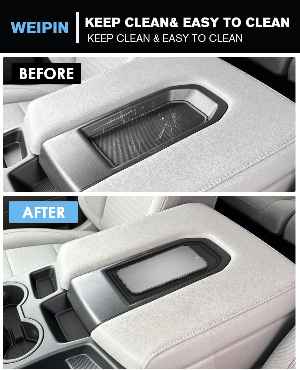 for 4PCS Center Console Water Cup Holder Insert Non-Slip Rubber Mats Compatible with Split-Bench Folding Seat 2019-2026 Chevy Silverado/GMC Sierra 1500&2020-2026 Silverado&Sierra 2500HD/3500HD