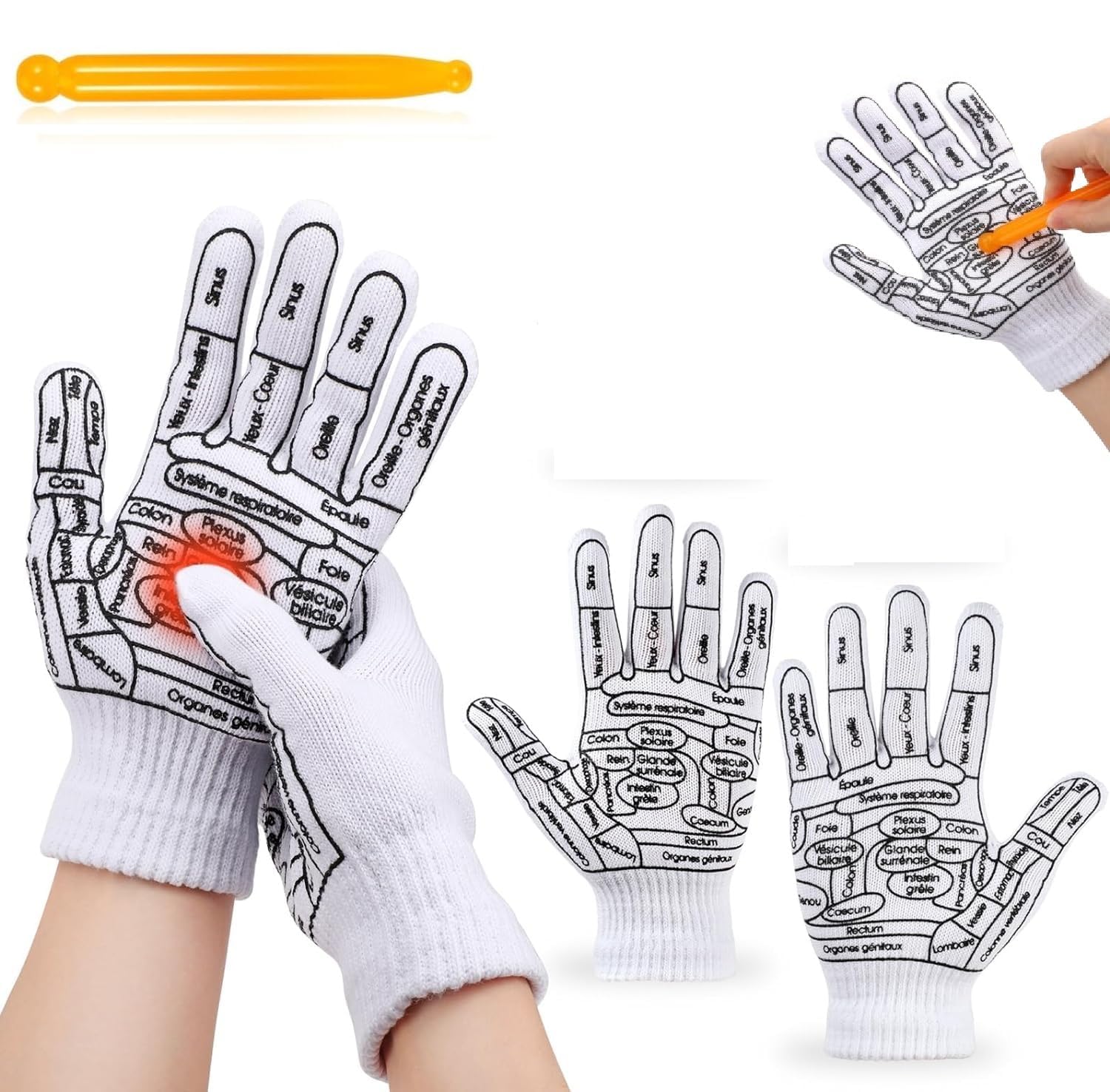 Acupressure Reflexology Hand Gloves With 1 Massage Stick for Home Acupressure Therapy, Hand Pointed & Hand Spa Reflexology Tool for relaxation and pain relief, Hand Massager Tools For Men & Women