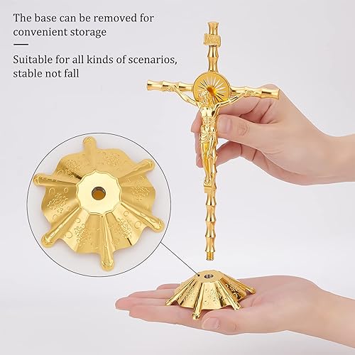 Miniatura 3 de WEBEEDY Crucifijo de metal para pared, cruz, con soporte, estatua de Jesucristo para habitación, oficina, iglesia, decoración