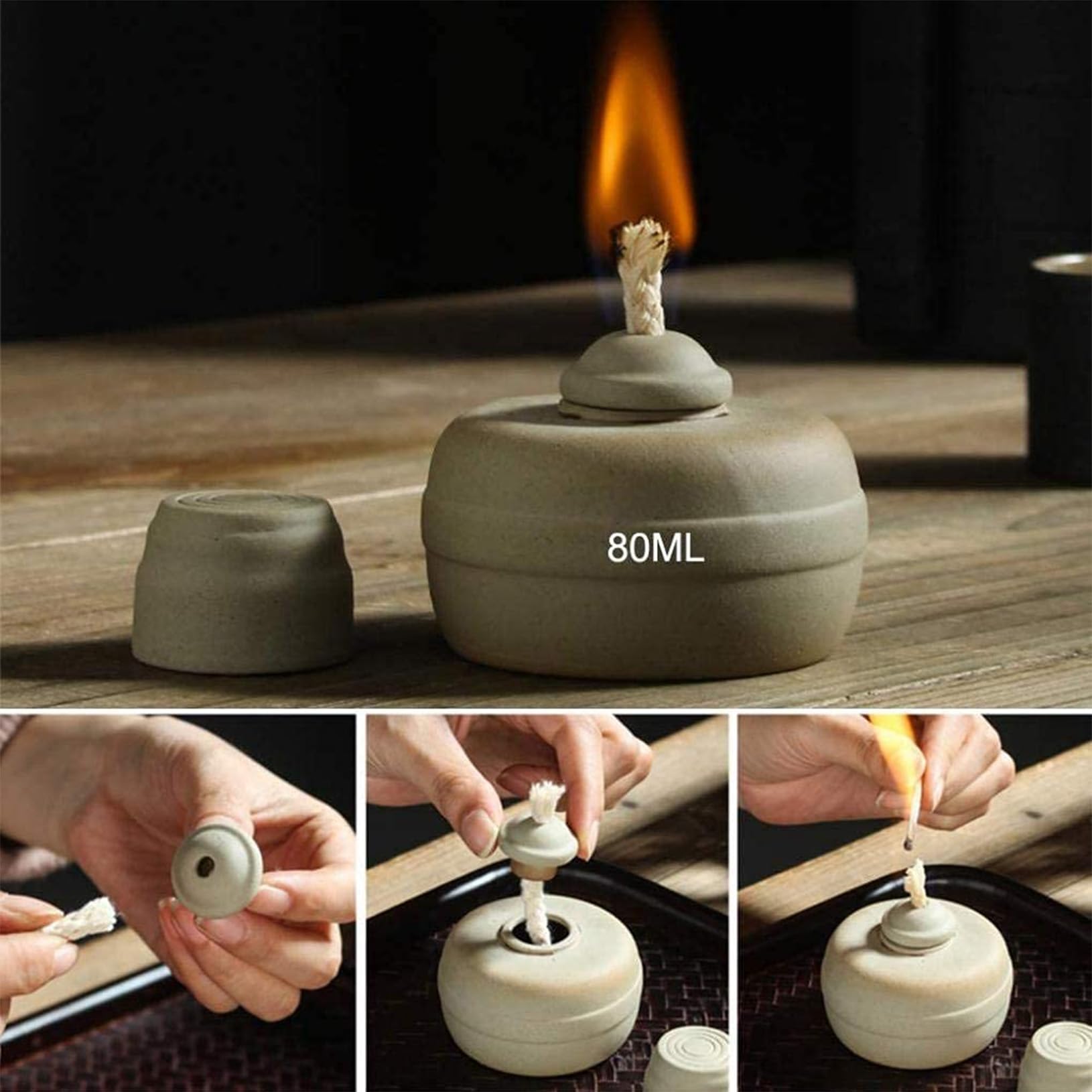 Set di 9 sakè in Ceramica Grezza con teiera riscaldante e teglia per Candele, Set di sakè in Ceramica Nera Smaltata Giapponese per tè Freddo/Caldo/Shochu/Nero