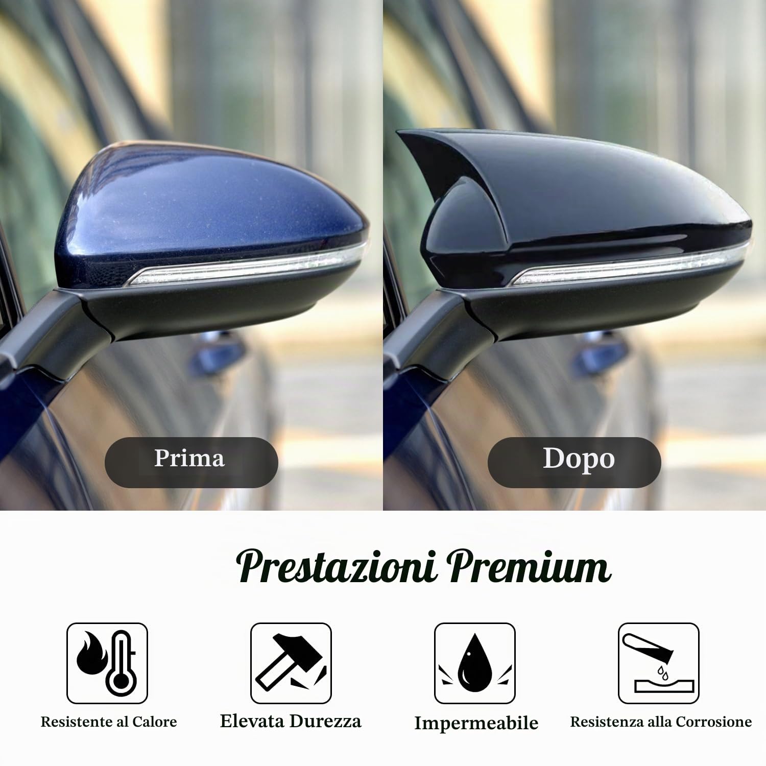 Coperchio Dello Specchio Laterale, Ricambio per Specchietto Retrovisore Compatibile con Golf MK7 Hatch-back MK7.5 GTI R GTD Base 2009-2020 Tou-ran II All-track, Nero Lucido, 2 Pezzi