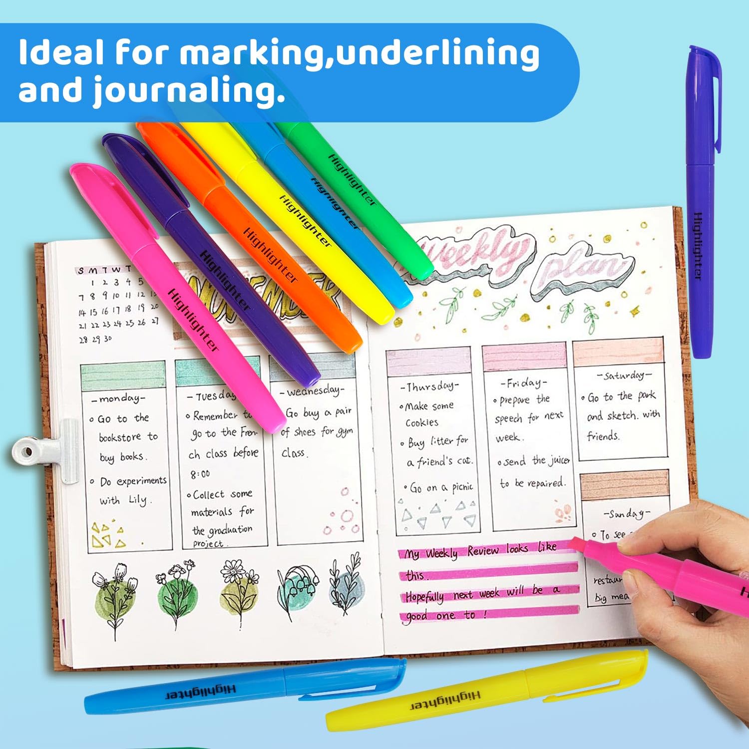 150 Stück Groß-Textmarker – mehrfarbige Textmarker in verschiedenen Neonfarben mit transparenten Hüllen, perfekte Textmarker, Klassenzimmer-Set für Schule, Büro und Studium