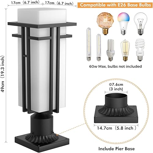 Miniatura 3 de Lámpara de poste al aire libre  Postes de lámpara de aluminio iluminación al aire libre, linterna de poste de luz al aire libre con base de montaje