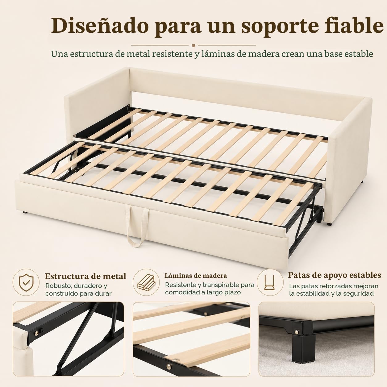 Sofá Cama Multifuncional Extensible 90/180 x 200 cm, sofá de 2 plazas con función de Dormir y somier, tapizado en Terciopelo, Ideal para salón y habitación de Invitados (sin colchón)