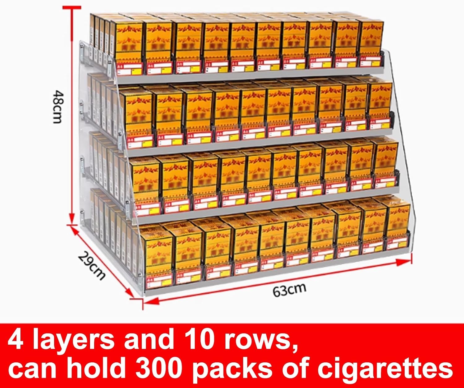 Cigarette Showcases Rack, Cigarette Store Display Shelves, Auto Cigarette Pusher Cigarette Display Holder, Acrylic Cigarette Case Holder(63x29x48cm)