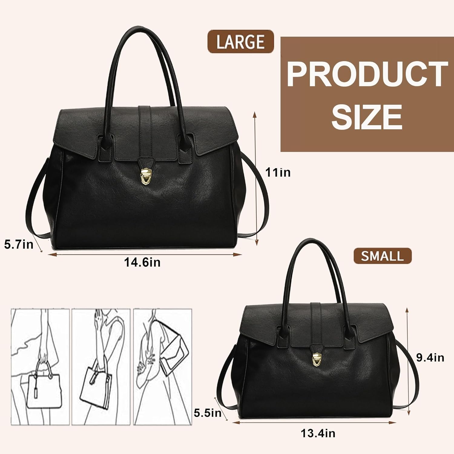 Women's Large Capacity ToteBag-Top Handle Handbag Vegetable TannedLeather, Lightwei... - Image 4
