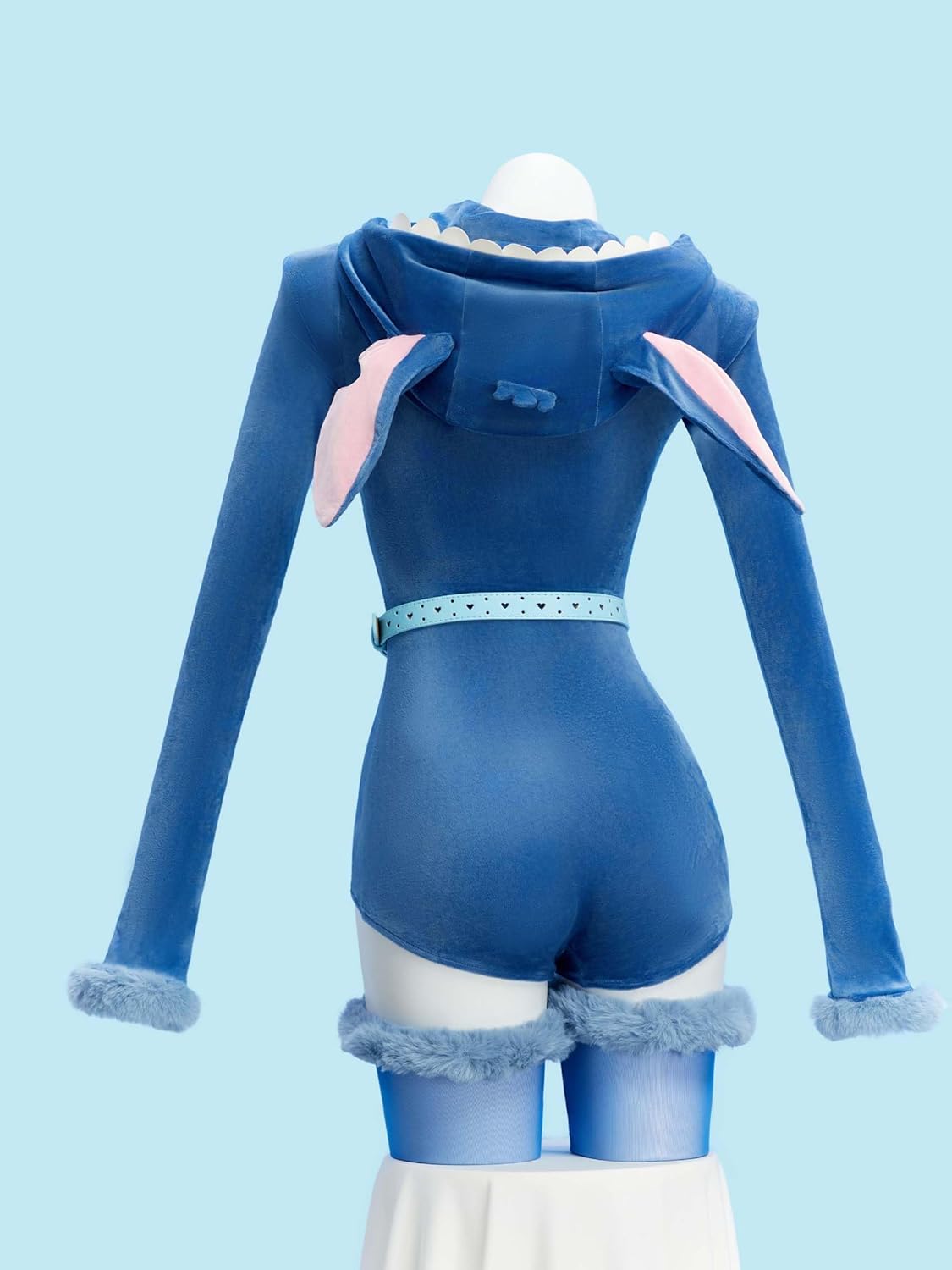 Mobbunny Women Anime Derivative Onesie Pajamas Monster Plush Homewear Fluffy Hooded Bodycon with Socks