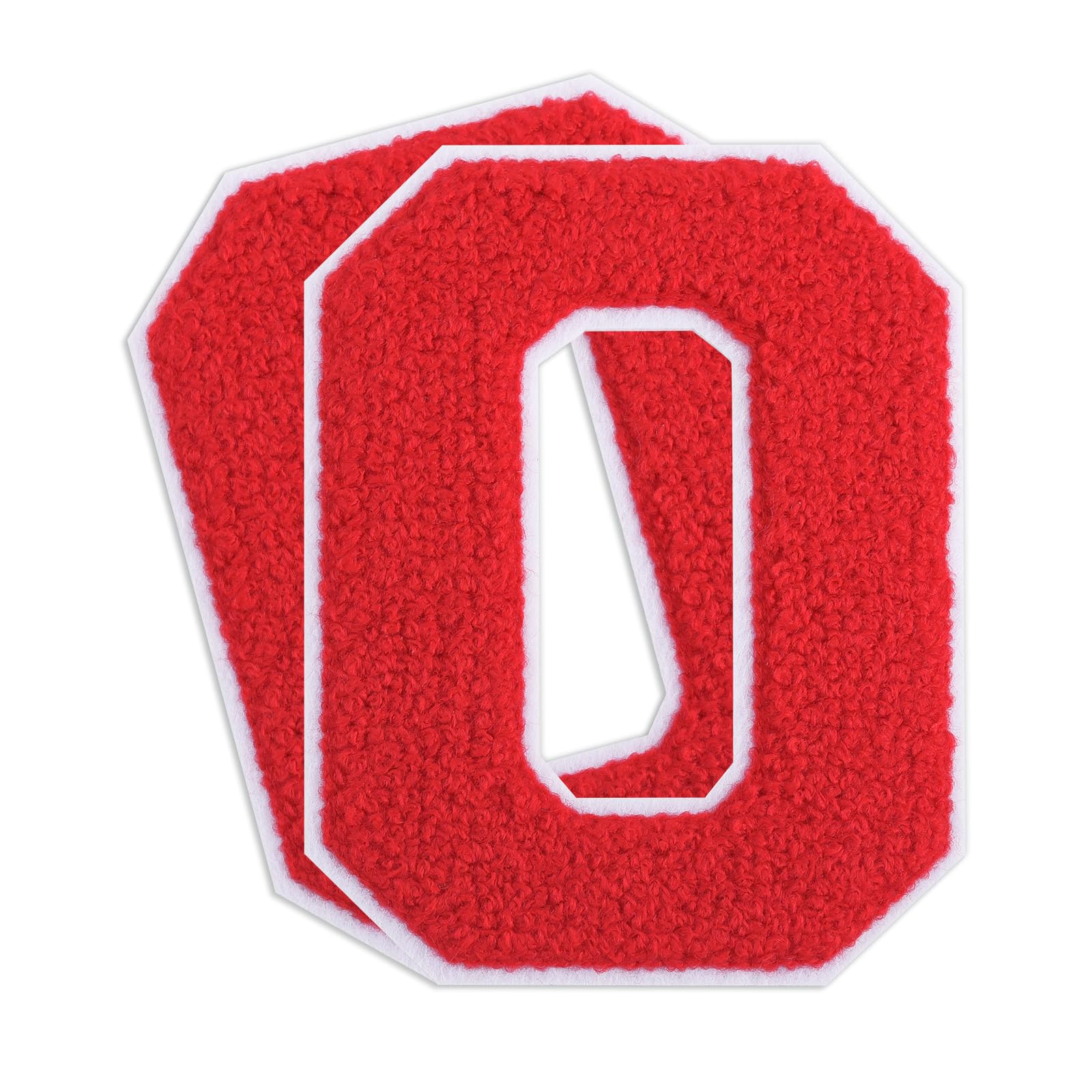 QianSiLi 2PCS 4.5 Inch Chenille Iron On Patches for Clothing Embroidered Patch Iron On Numbers for Football Shirts Clothes Jacket Hoodie Varsity (Red,0)