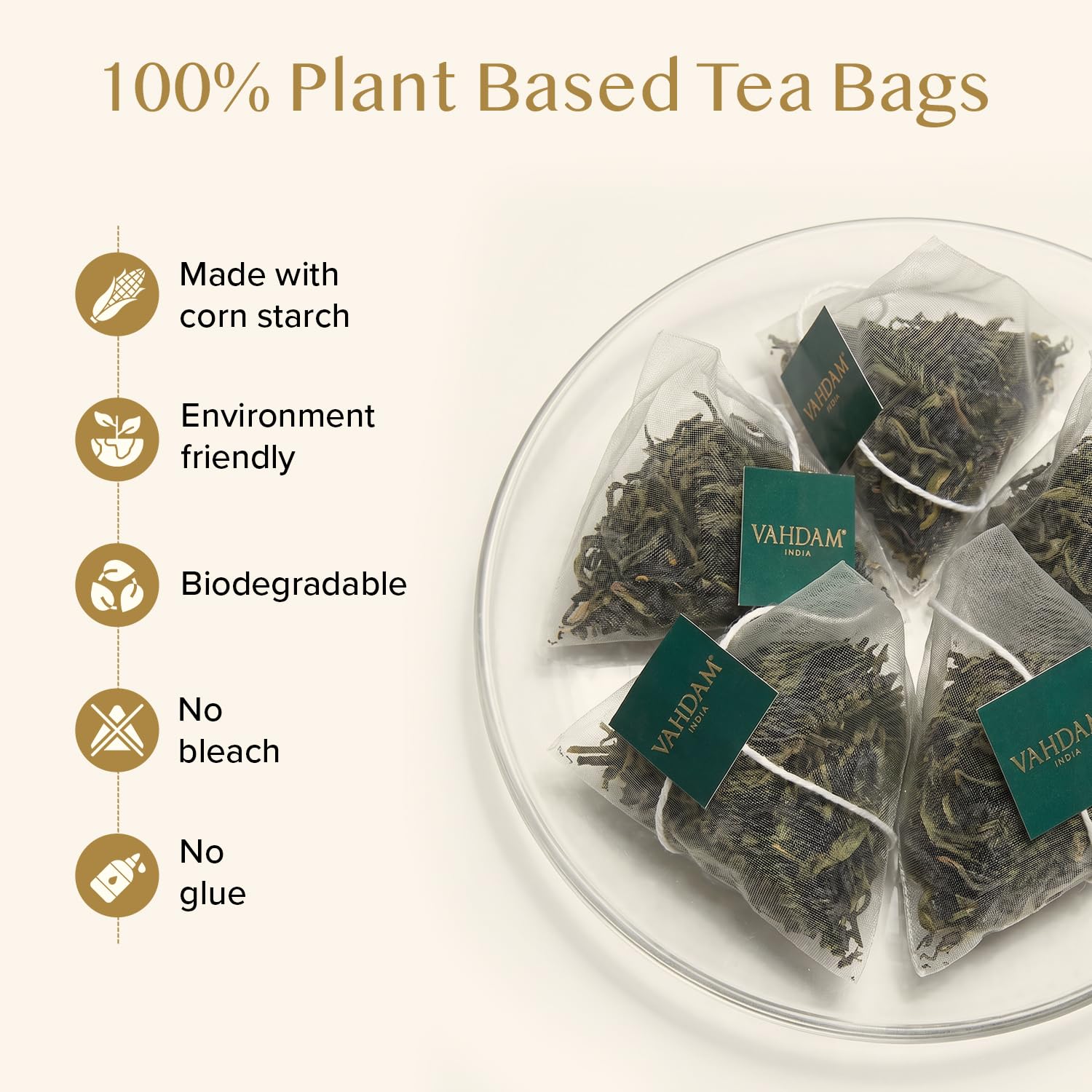 VAHDAM, Himalayan Té Verde (100 Piramidales Bolsitas De Té) 100% Pura Y Natural | Envasado Fresco En La India | Caliente, Frío O Como Kombucha