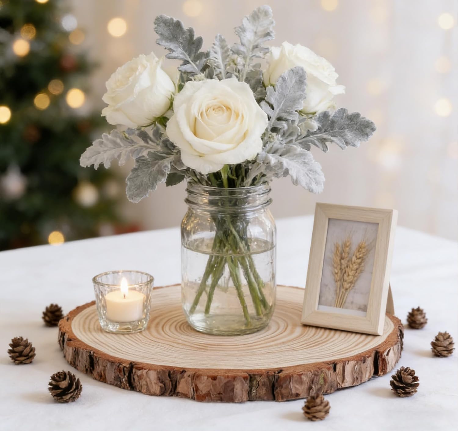 8Pcs Large Wood Centerpieces for Tables, 8-9 Inches Rustic Wood Slices for Centerpieces, Natural Wooden Centerpieces for Tables Wedding, Party, Rustic Decor, Art Creation