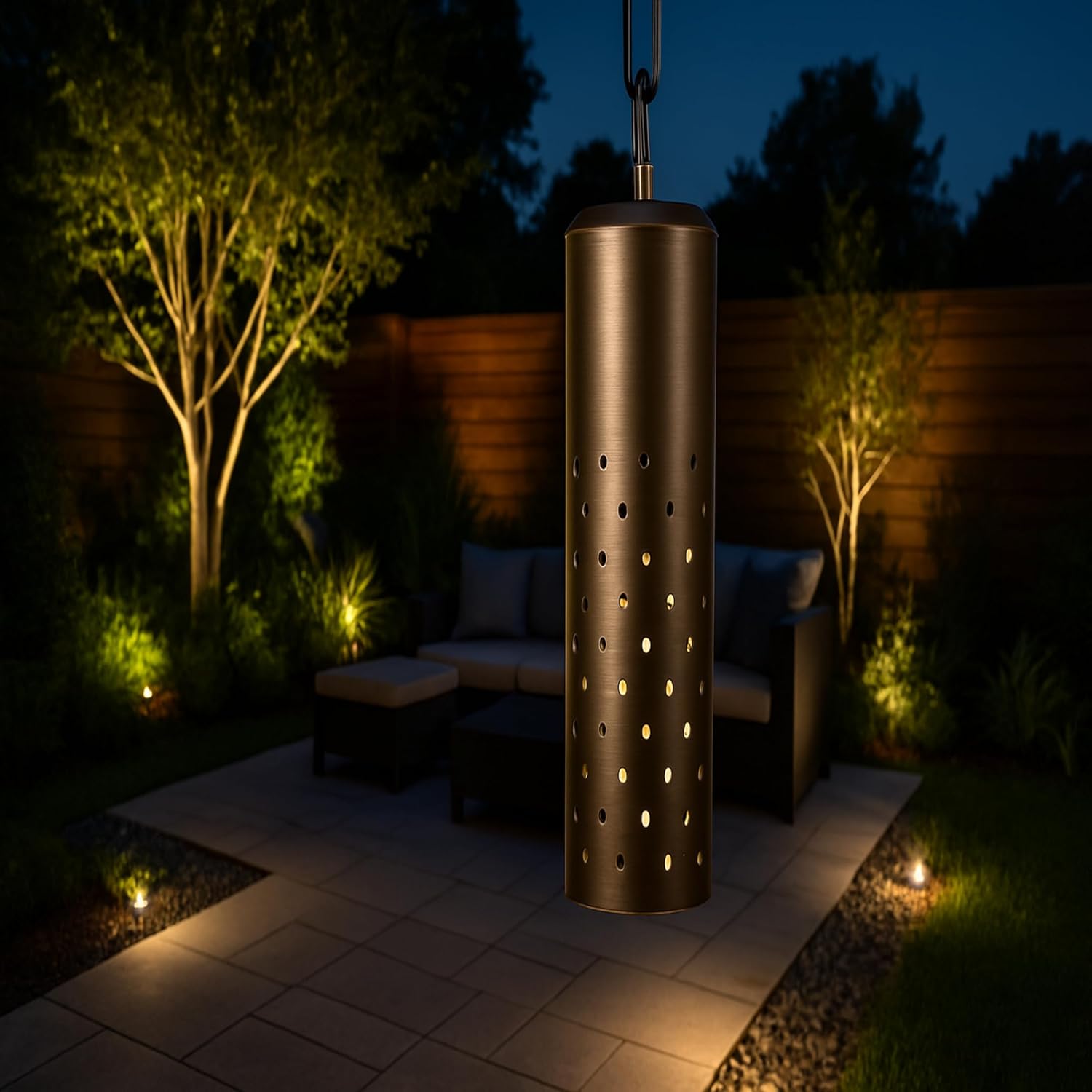 Top Notch Landscape Lighting Brass Low Voltage Landscape Pendant Light, Outdoor 12V AC Handing Tree Lights, Replaceable LED Bulb (Bulb not Included)