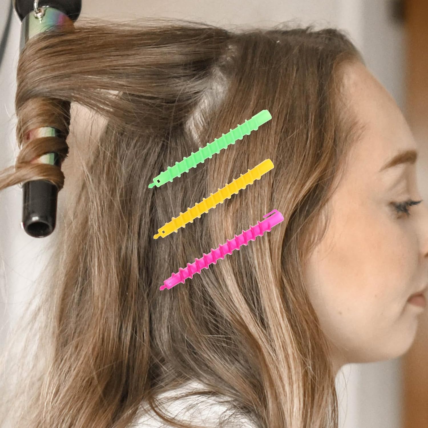 Beavorty 100pcs Perm Rods Spiral Hair Perm Rods Heatless Spiral Curlers for Hair Styling, Assorted Color, 5.90 Inch, Home & Salon Use