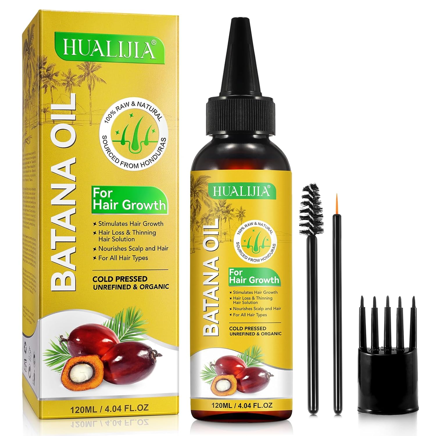 120ml Batana Oil for Hair Growth, Raw Batana Oil Dr Sebi from Honduras Promotes Hair thickness, Unrefined &amp; Natural Batana Hair Oil Prevent Hair Loss, Eliminates Split Ends, 4.04 FL. OZ