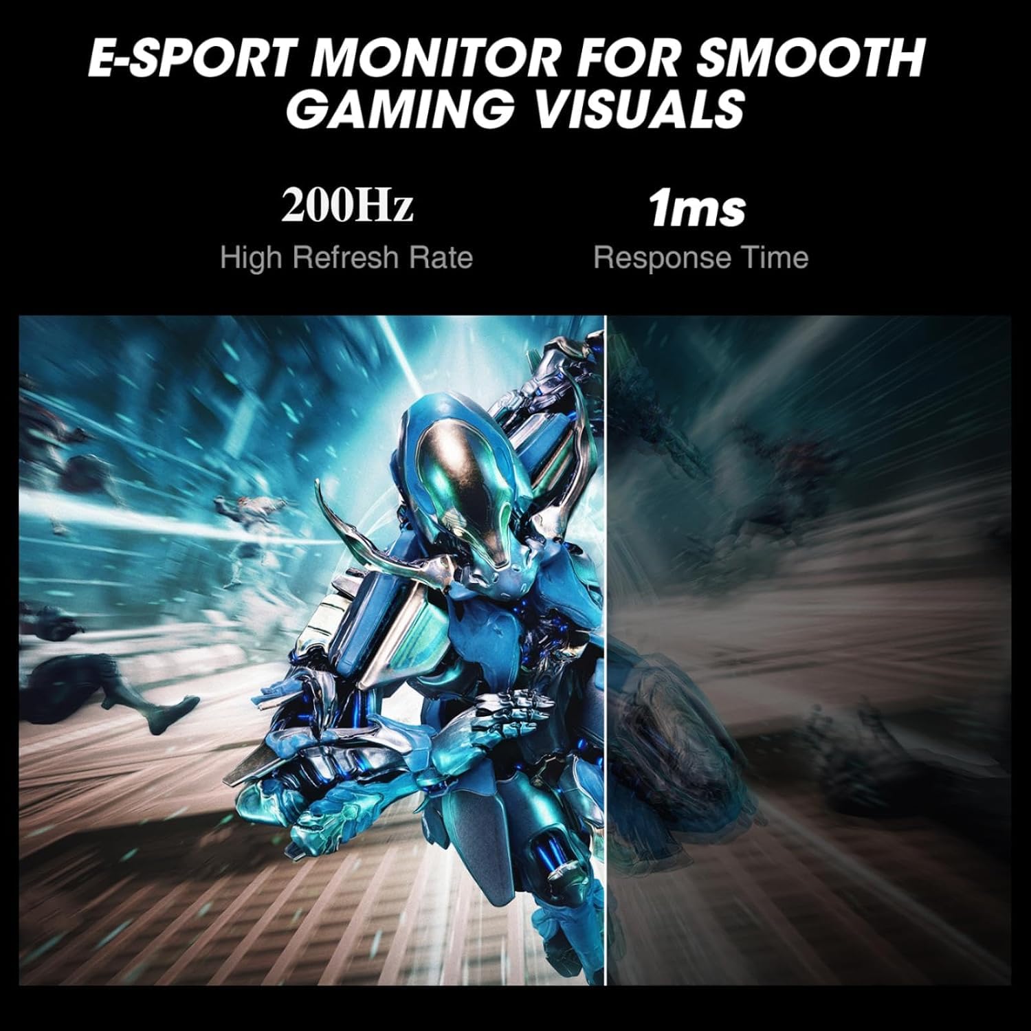 KOORUI 27 inch QHD Gaming Monitor（2560x1440p） Fast IPS, 200Hz, HDR400, 1ms,Adaptive FreeSync,VESA, Black Support DP & HDMI G2721P — view 3