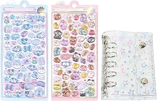 PAVIKE シール帳 星柄 m5 透明シール帳 3個セット 立体シール 2枚付き シールバインダー 推し活グッズ 女の子 大人向け 使いやすさ 耐久性 取り外し可能 約12.6*9.5CM