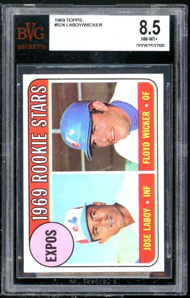 Jose Laboy/Floyd Wicker Rookie 1969 Topps #524 BGS BVG 8.5 (Read Description) - Slabbed Baseball Cards