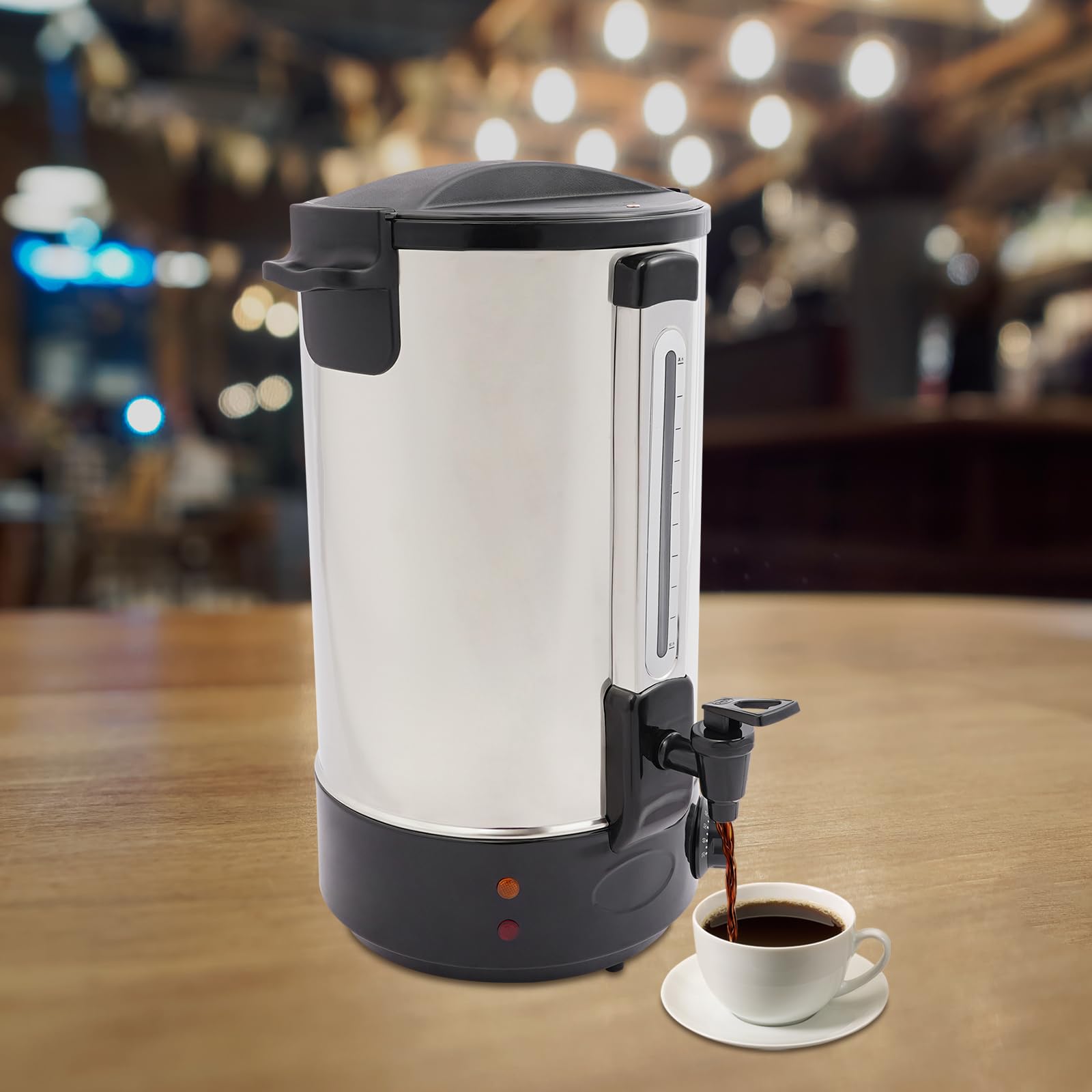 HuaShuani Electric Coffee Urn, 16.5L/4.35Gal Stainless Steel Hot Coffee Dispenser with Water Level Gauge and Temp Control, 82 Cups of 6.76 OZ Large Capacity(Black)