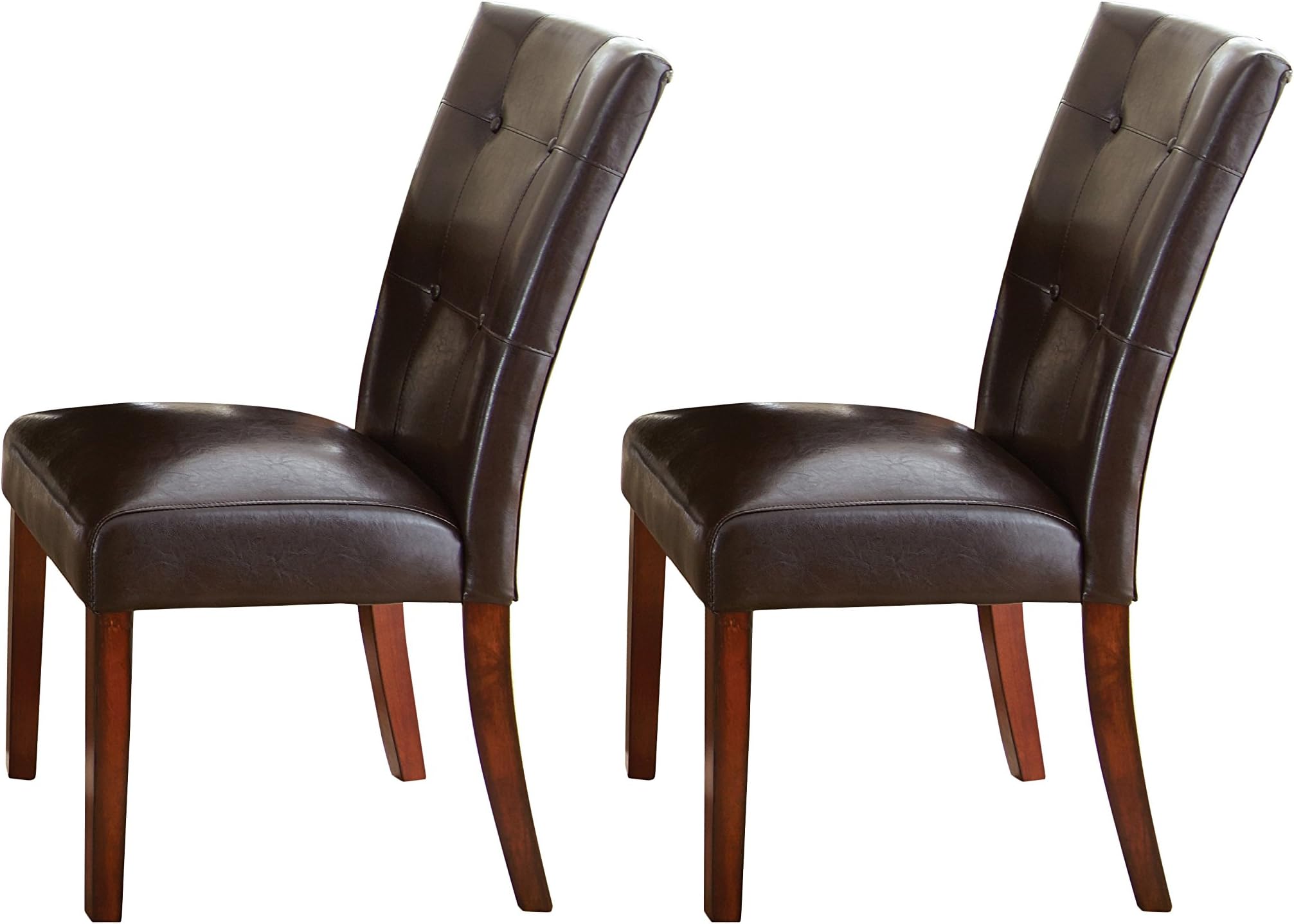 Steve Silver Company Montibello Parsons Chairs with Medium Cherry Legs (Set of 2), 21" x 29" x 39", Dark Brown Vinyl