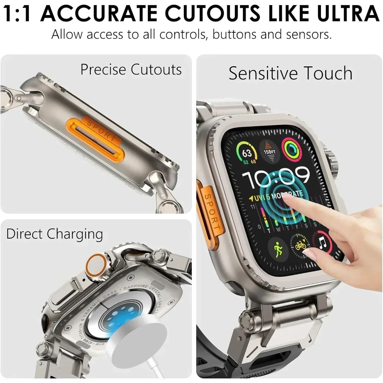 KLVN Cover in metallo per Apple Watch Ultra 2 S10 42mm S10 46m 49mm 45mm Custodia protettiva per paraurti iWatch Series 9 8 7 6 5 SE 44MM Lunetta cambia in Ultra