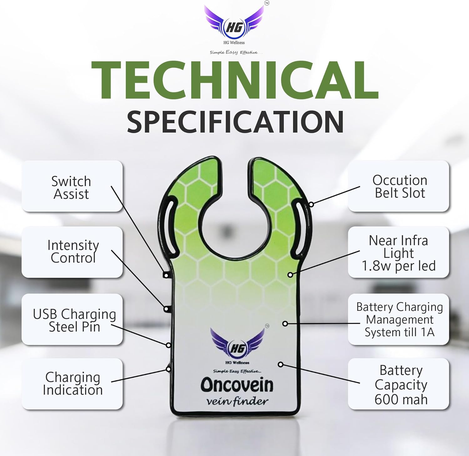 Oncovein Vein Finder Kit Portable Handheld Vein Visualization Device Emergency Vein Access Device Best for First Responders Performing IV Access on Patients