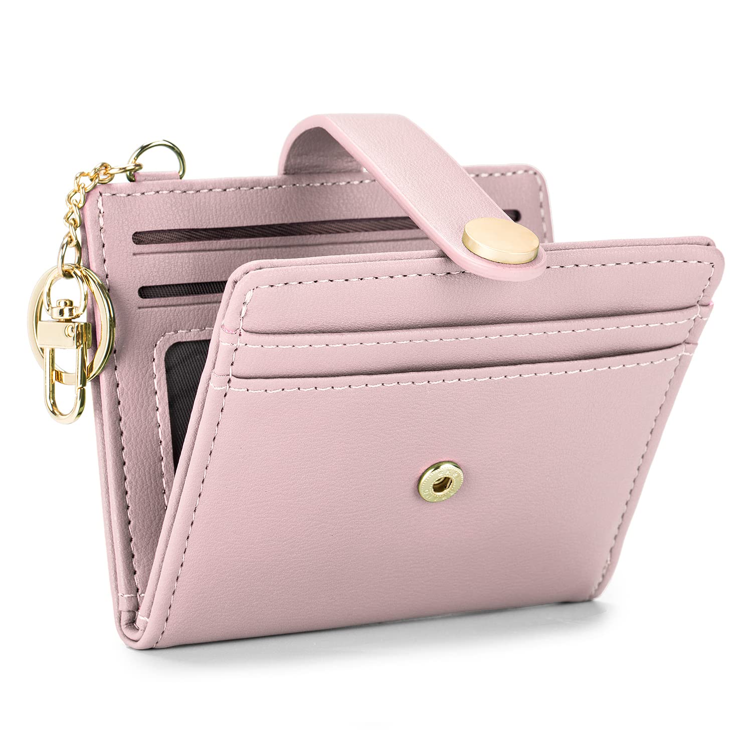 POIUGOYA Slim Wallet for Women,RFID Blocking Bifold Credit Card Holder with Zipper Coin Pocket,ID Window,Keychain
