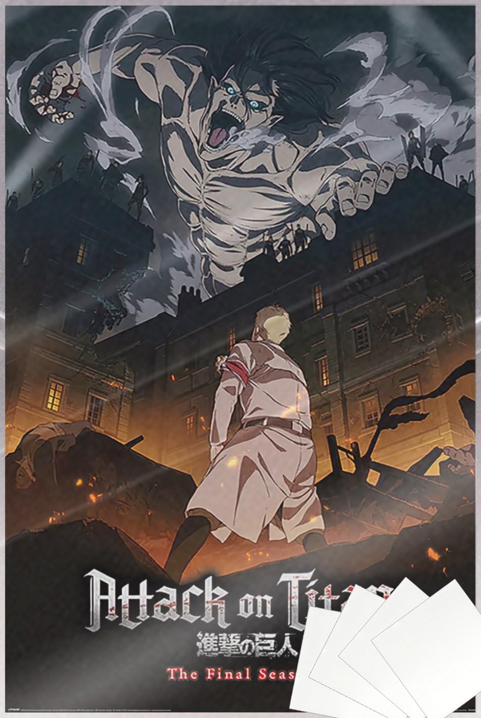 Attack On Titan - Season 4 - Manga Anime TV Show Poster (The Final Season - Regular Style - Eren Jaeger - Onslaught) (Size: 24" x 36") (Laminated Poster & Strips)