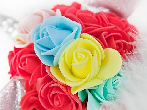 Miniatura 6 de Unicornios de rosa roja con alas para niñas, decoraciones de fiesta de San Valentín, Navidad, cumpleaños, lindas flores artificiales unicornio para