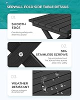 Vista 6 de SERWALL Portable Folding Adirondack Table, HDPE Material Outdoor End Table, No Assembly Required, Weather-Resistant, 110 lbs Capacity, Small Table