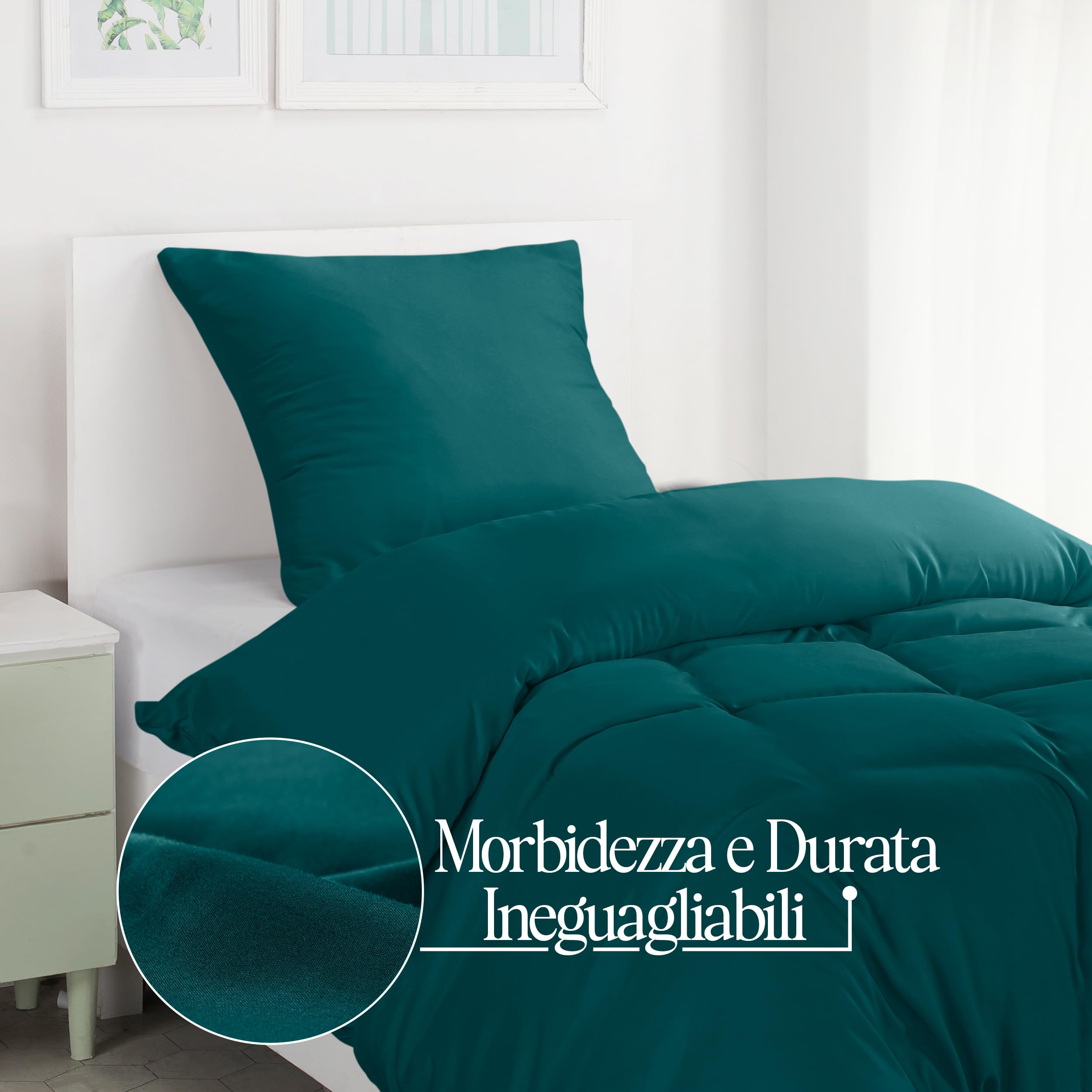 Utopia Bedding Copripiumino Singolo - Microfibra Copripiumino 135x200cm + Federa 80x80cm - Verde Alzavola