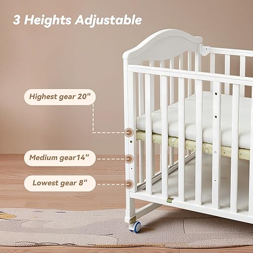 Miniatura 5 de Mini cuna portátil - Cunas para Bebes 4 en 1 Modernas con estante de almacenamiento plegable y colchón incluido, 2025 pequeño bebé de madera al lado