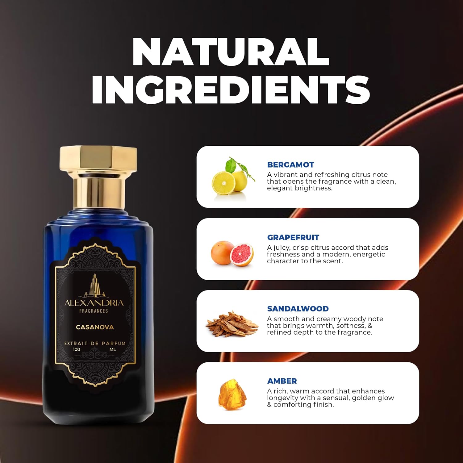 Alexandria Fragrances Casanova Perfume – Premium Men’s Eau de Parfum with Woody & Musky Notes – Luxury Fragrance with Bergamot, Grapefruit & Sweet Aromatic – Man's Cologne for Every Occasions – 100ml