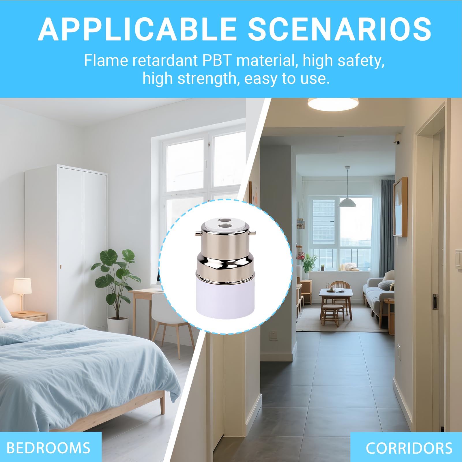 3 PCS B22 to E14 Socket Converter, Light Bulb Adapter, Bayonet to Small Screw Converter, BC to SES Converter, Heat Resistant - Image 4