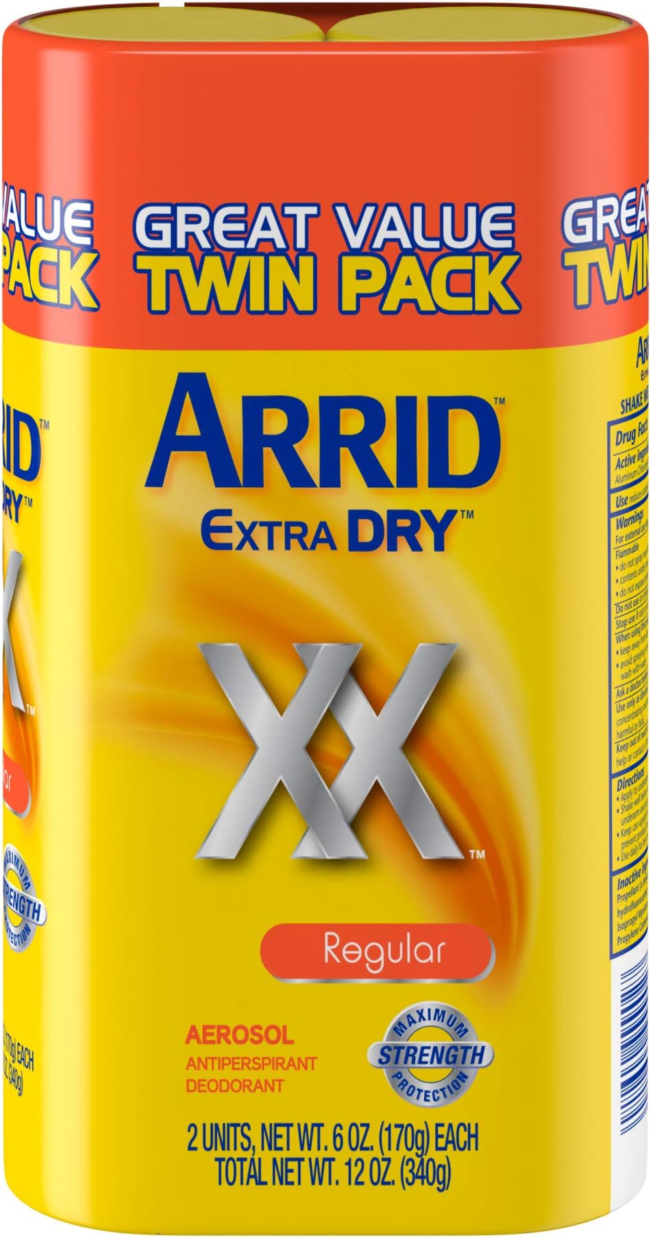 XX Extra Dry Antiperspirant Deodorant, Regular, Twin Pack (two 6oz. cans) Packaging May Vary