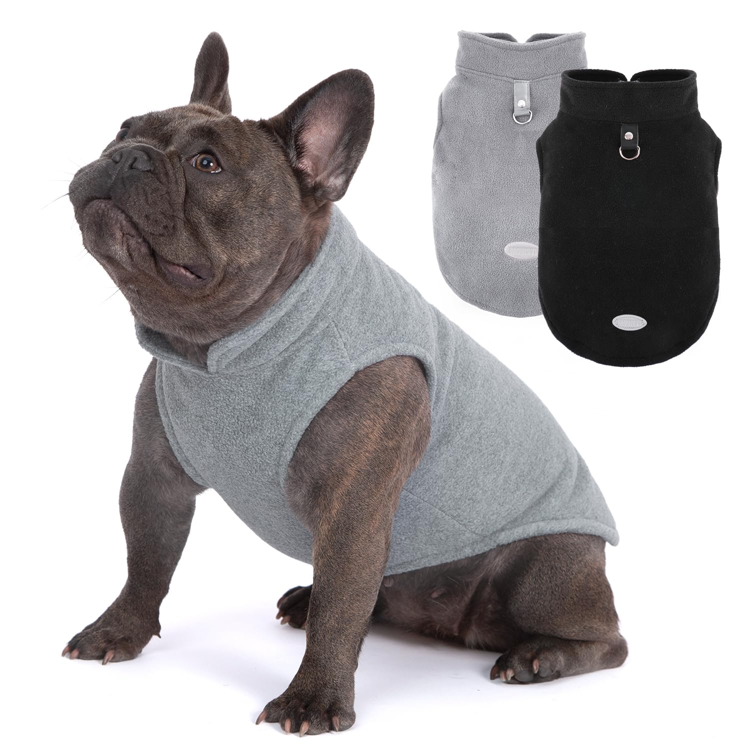 Sweat pour chien noir et gris pour balade d'automne taille XS de 26 cm