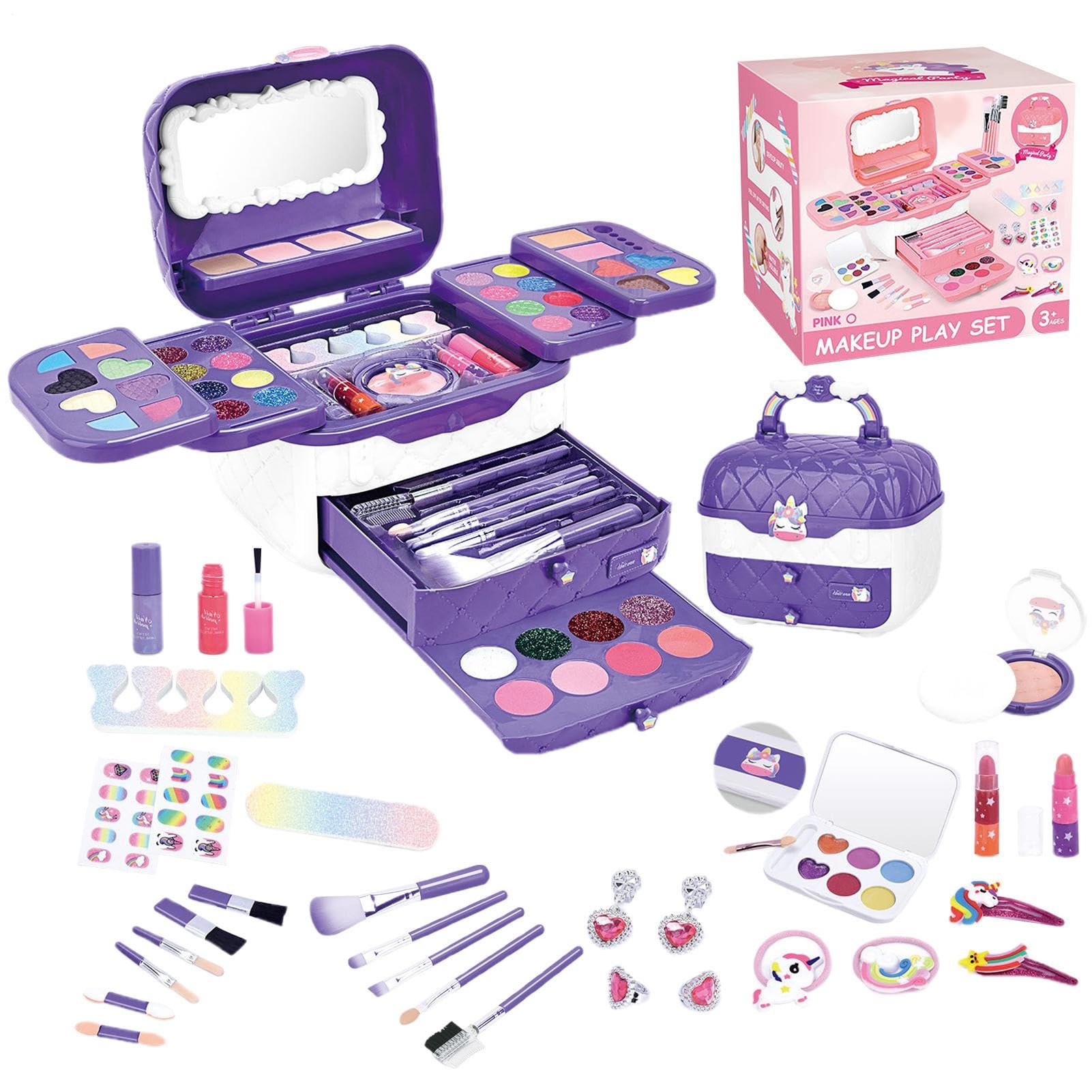 Ragazze giocano il trucco, del trucco, vero giocattolo cosmetico | lavabile, set di trucco per bambini con specchi per compleanno, Natale, set di trucco giocattolo per bambini piccoli