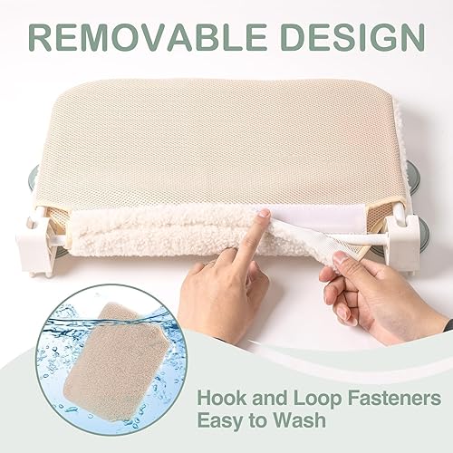 Miniatura 8 de Perca duradera para ventana de gato, asiento de hamaca para gatos en interiores, tapete reversible para uso durante todo el año, cama plegable para