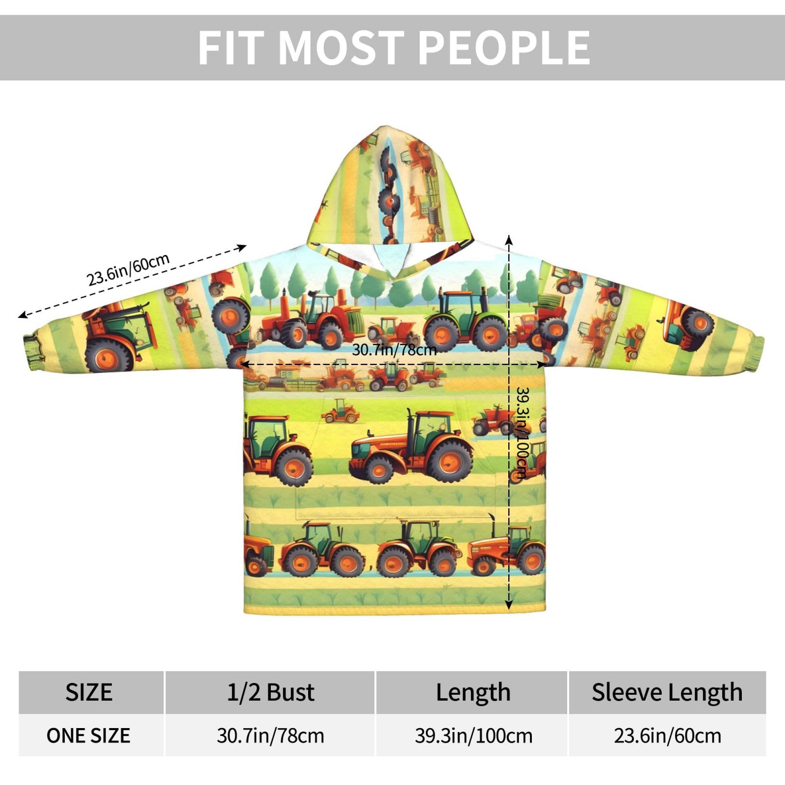 Traktor Farming tragbare Decke Hoodie für Erwachsene, Geschenke für Damen und Herren, Hoodie-Decke mit Tasche