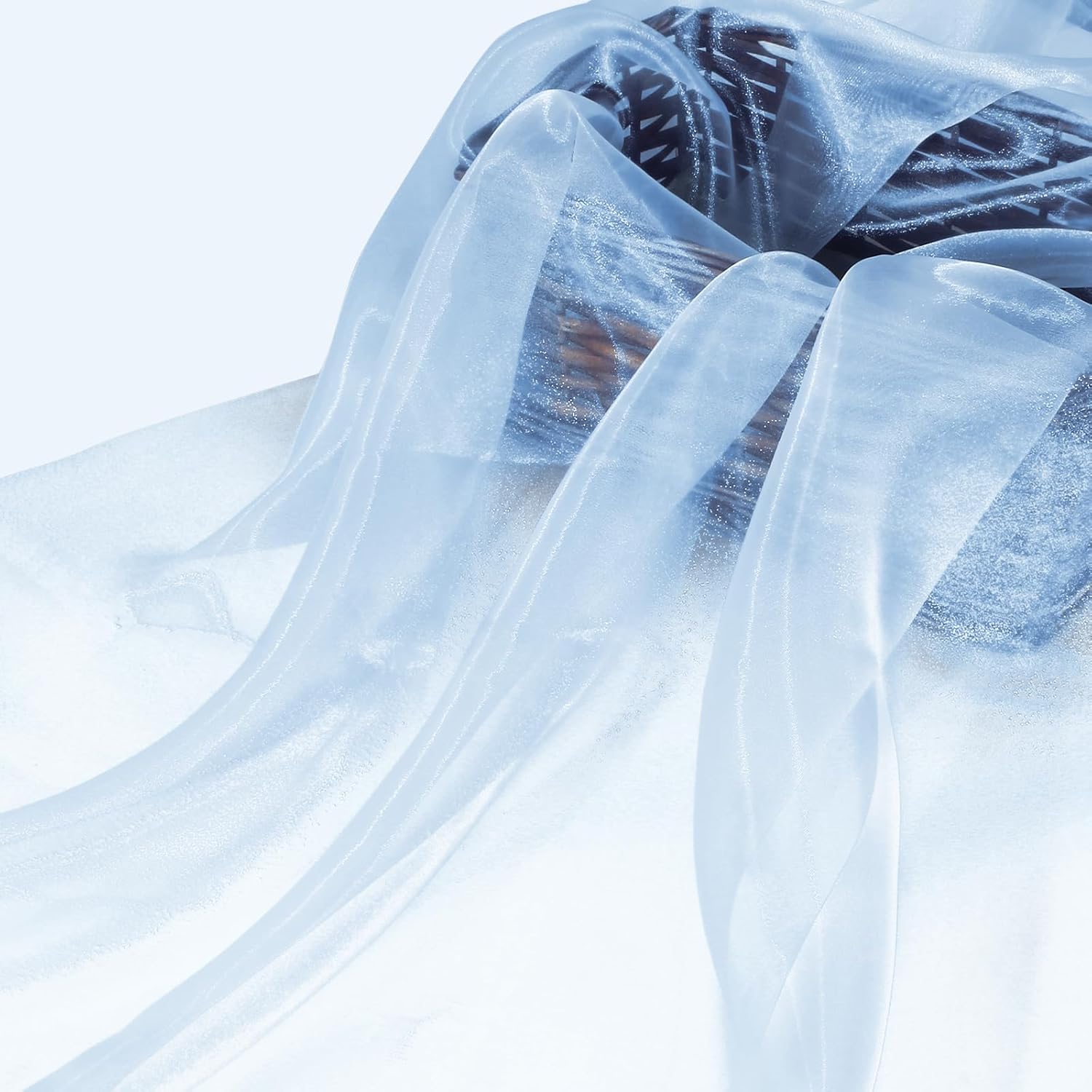 Manyshofu Baby Blue Organza Fabric by The Yard - 60 Inch Wide, 10 Yard Soft Sheer Fabric Silky Organza Tulle Fabrics Chiffon Fabrics for DIY Wedding Dress Bridal Decorations Fashion Craft