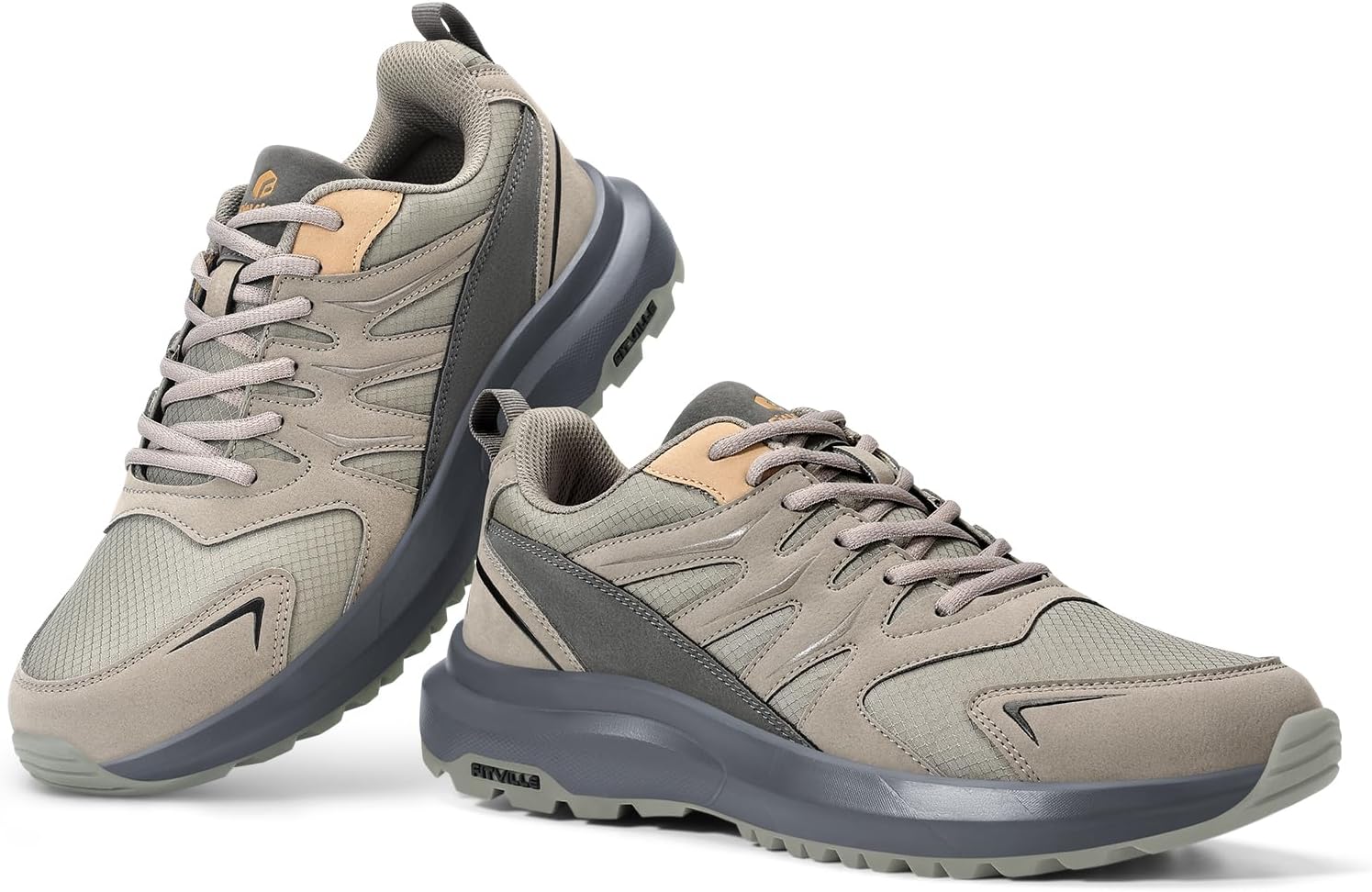 FitVille Men's Outdoor Hiking Shoes with High Traction Outsole, Water-Resistant & High Rebound Cushioning, Low-Top Trailing Shoes for Walking Trekking Camping Grey - Image 7